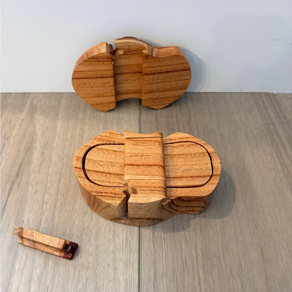 Crab  Handcrafted Carved Intarsia Wood Puzzle Box Jewelry Trinket Box